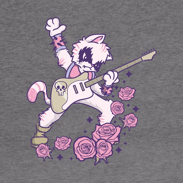 Pastel Goth Kawaii Heavy Metal Cat Guitarist Guitar Playing by TellingTales